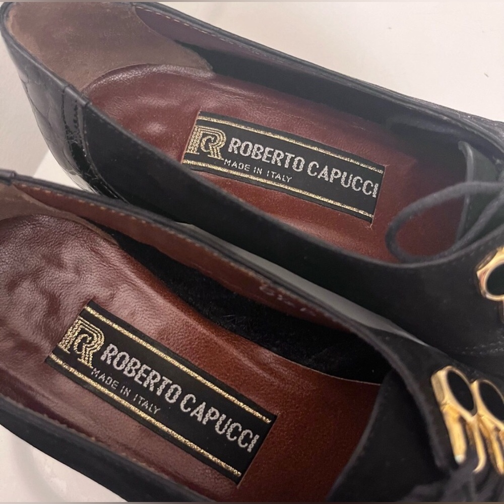 Roberto capucci Italian black loafers shoes 6.5 B - Picture 6 of 7